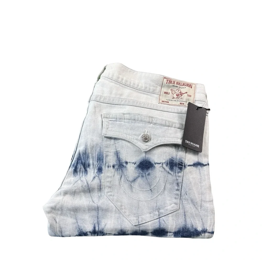 True Religion Ricky Flap SN Railroad Tie Dye Wash Mens Jeans Size 40x34 NWT